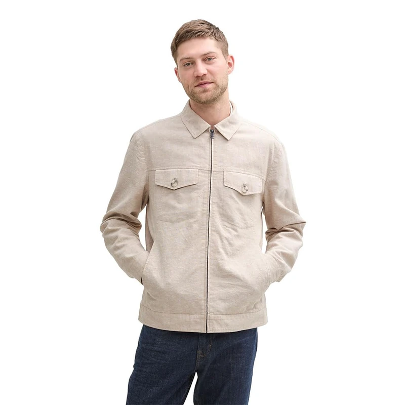 TOM TAILOR Men's Jacket, 34616 - Silver Ecru Chambray, M