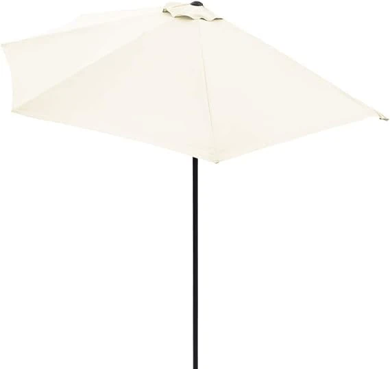 BAKAJI Half Moon Garden Parasol, 270 cm, Outdoor Wall Sunshade with Waterproof Cover and 5 Ribs Ribs, Ideal for Bar, Restaurant, Patio, Balcony, beige, Grande, crescent