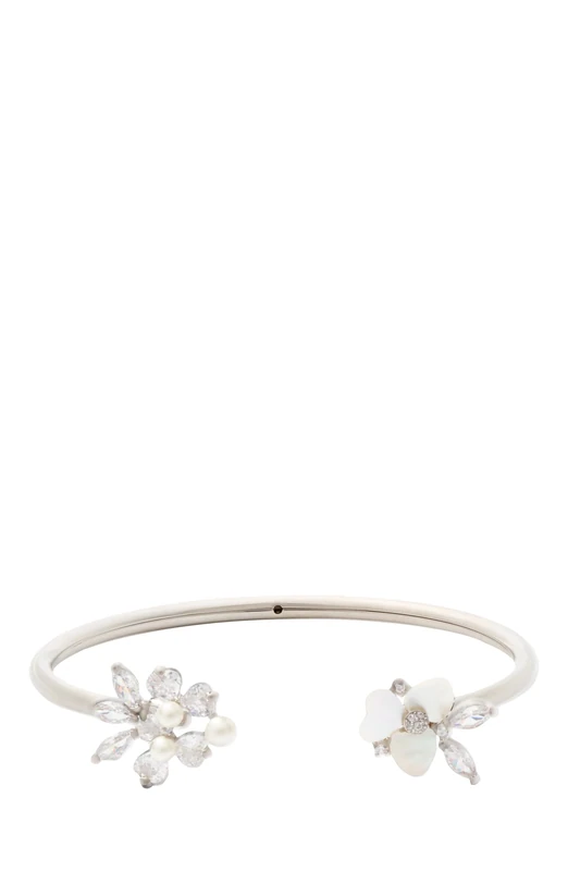 Kate Spade New York Precious Pansy Flex Cuff (Cream/Silver) - Image 1