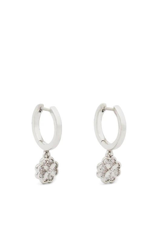 Kate Spade New York Heritage Bloom Huggie Drop Earrings, Clear/Silver