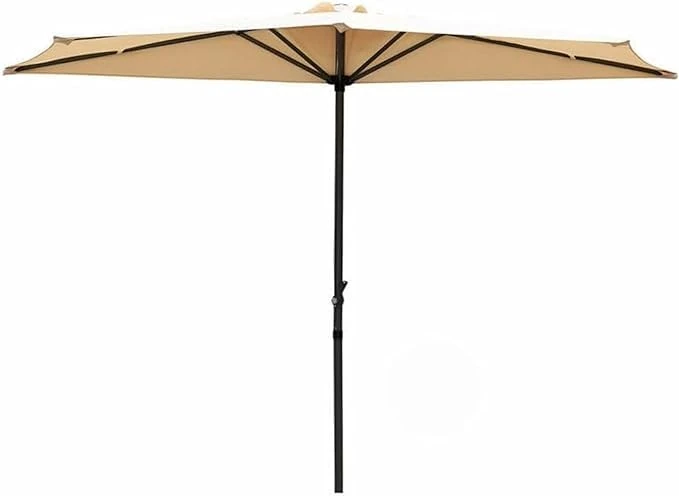 BAKAJI Half Moon Garden Parasol, 270 cm, Outdoor Wall Sunshade with Waterproof Cover and 5 Ribs Ribs, Ideal for Bar, Restaurant, Patio, Balcony, ecru, Grande, elegant