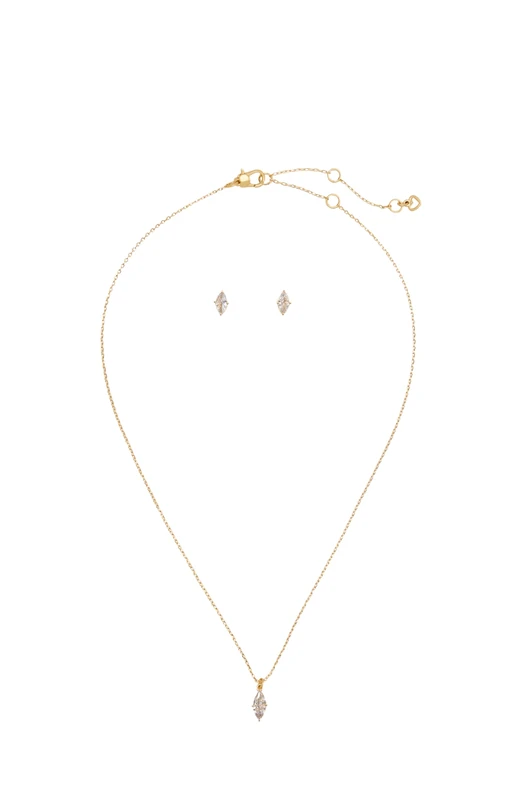 Kate Spade New York SIGNATURE SOLITAIRE Boxed Studs and Pendant Set, Clear/Gold