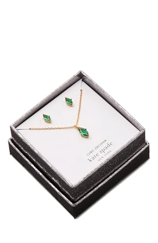 Kate Spade New York SIGNATURE SOLITAIRE Boxed Studs and Pendant Set, Emerald