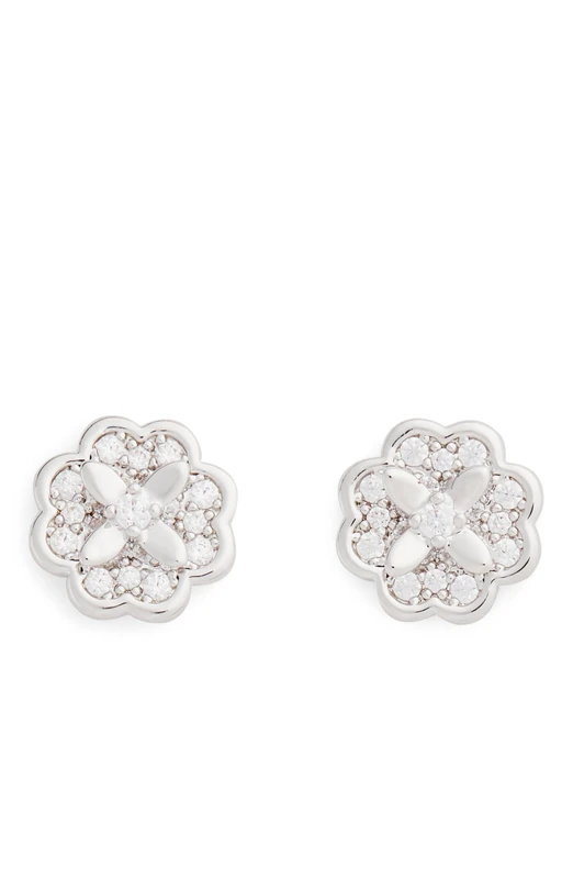 Kate Spade New York Heritage Bloom Mini Studs, Clear/Silver