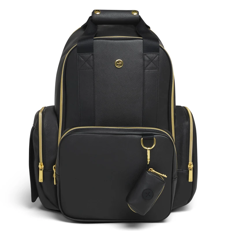 HUGGIES Unisex's Signature Hug Pack Diaper Backpack, Black Leather, One Size