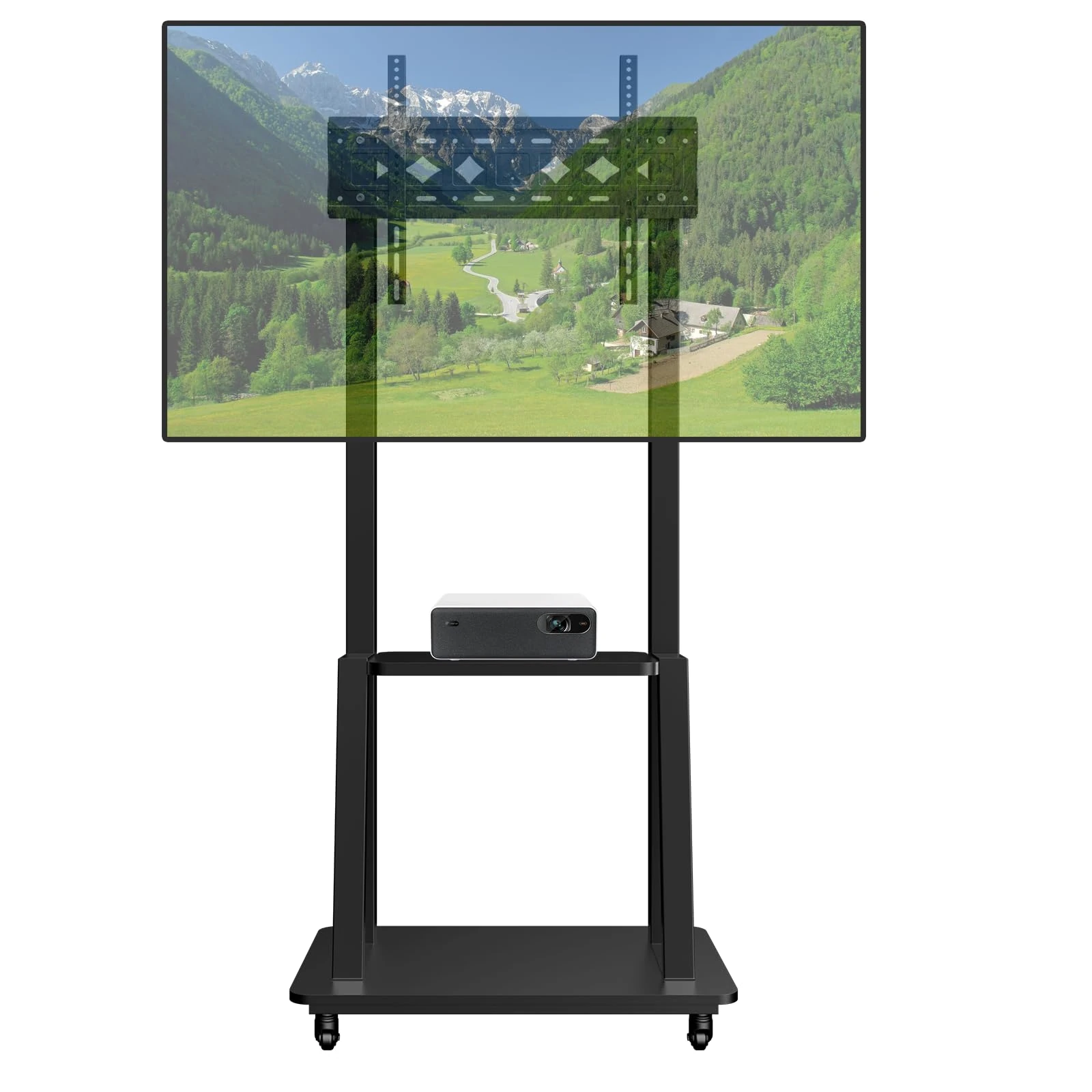 JXMTSPW Mobile TV Stand on Wheels for Most 32-75 inch Plasma LCD/LED/OLED Flat Curved TVs Height Adjustable Wheeled Rolling TV Cart Holds Up to 50KG, Max VESA 600x400mm Universal Portable TV Stand