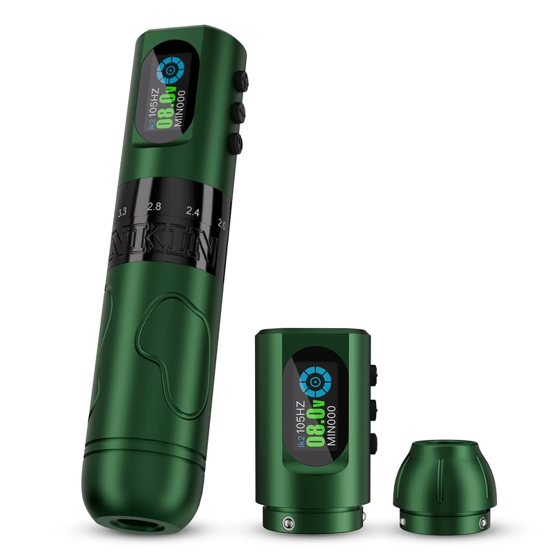 INKin Inkflexo Tattoo Gun, Wireless Tattoo Machine with 6 Adjustable Stroke Length 2.0-4.2mm and OLED Display, Rotary Tattoo Pen with 2 Replaceable Batteries 1600mAh Power for Professional Artists