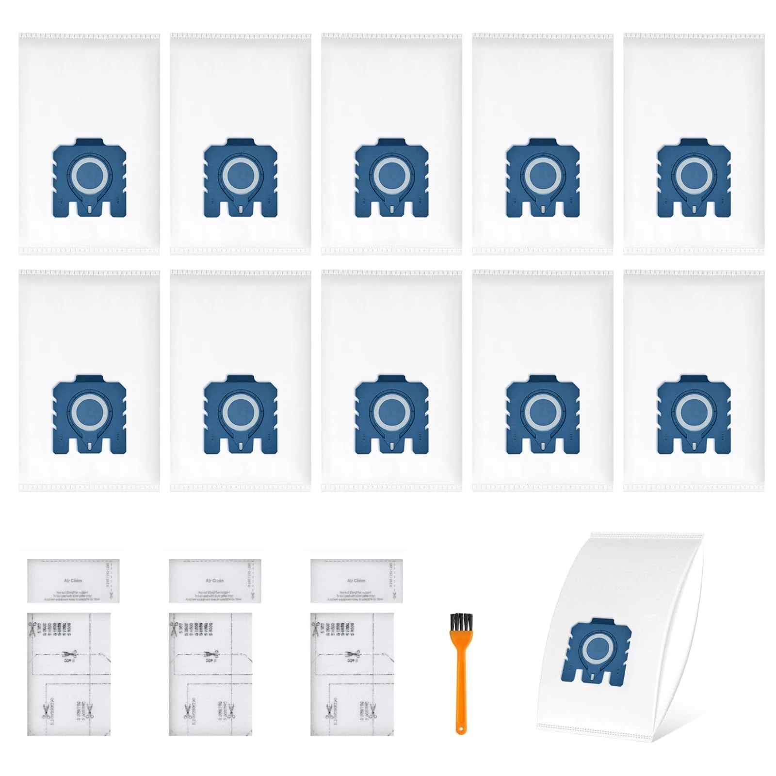 10 Pack Dust Bags GN Replacement Compatible with Miele Hoover GN Vacuum Cleaner Bags Fits for Classic C1 Complete C2 Complete C3, S2 S5 S8 Series with 3 Motor Protection & 3 Exhaust Filters