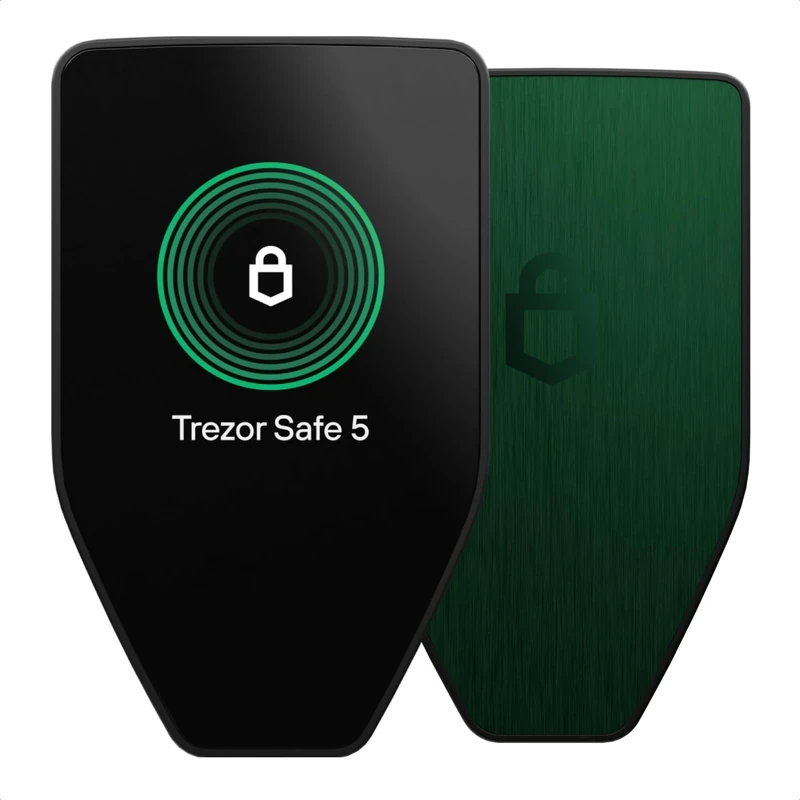 Trezor Safe 5 - Crypto Hardware Wallet with Secure Element & Passphrase, Color Touchscreen, Haptic Feedback, Bitcoin Security, Supports 1000s Coins & Tokens, Quick & Simple Setup (Green Beryl)