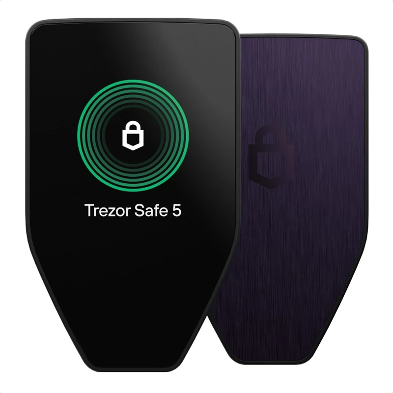 Trezor Safe 5 - Crypto Hardware Wallet with Secure Element & Passphrase, Color Touchscreen, Haptic Feedback, Bitcoin Security, Supports 1000s Coins & Tokens, Quick & Simple Setup (Violet Ore)