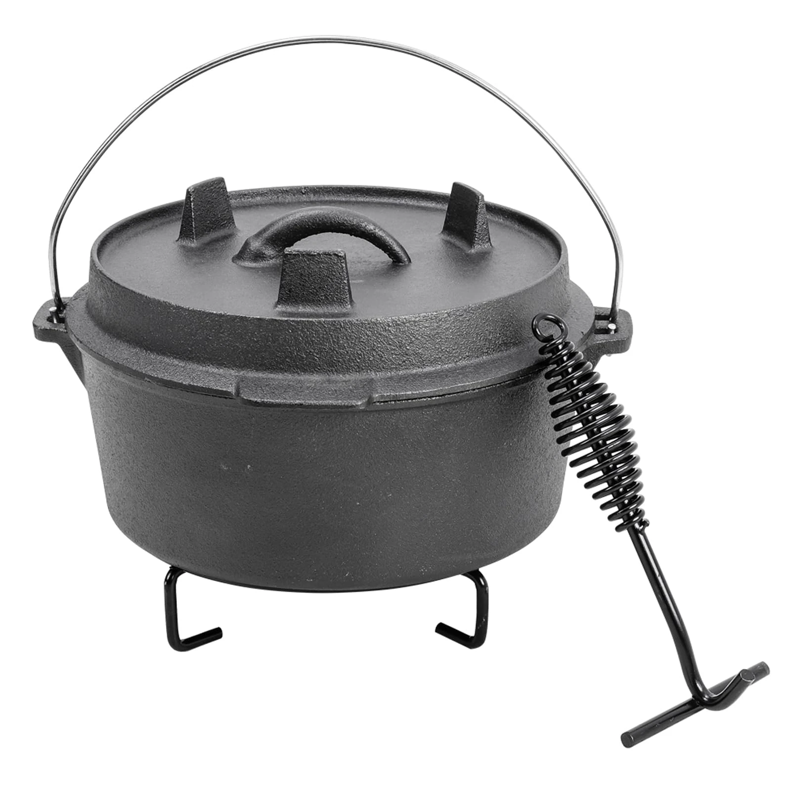 Warmiehomy Cast Iron Pot,4L Pre-Seasoned Cast Iron Dutch Oven with Lid丨Lid Lifter丨Lid Stand,Dutch Oven Cooking Pot for Camping Cooking Baking