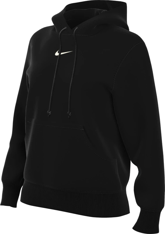 NIKE HF6839-010 W NSW PHNX FLC STD PO HOODIE Sweatshirt Women's BLACK/SAIL Size L