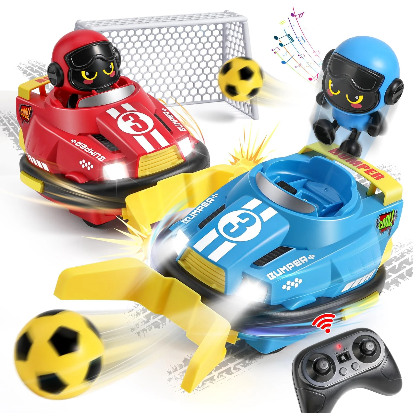 FRUSE Remote Control Bumper Cars Toys,RC Ejecting Bumper Car,2 Pack RC Cars Toys with Music Light Goals,RC Race Vehicles Playset for 3 4 5 6 7 8 Year Old Kids Boys Girls Chirstmas Birthday Present