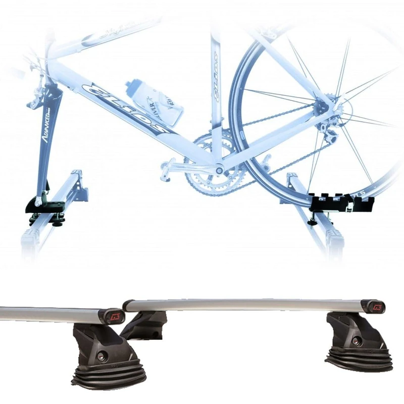 Set of Bicycle Carrier + Roof Bars Made for VW Golf Sportsvan Universal Fork Attachment Bars 110 cm c/Kit Attachments Easy Assembly