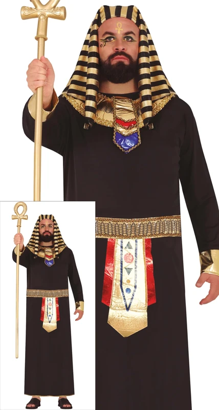 FIESTAS GUIRCA | Egyptian Adult Fancy Dress for Men (46-48/XXL) - Dress, Belt, Collar and Headpiece - Ideal for Themed Parties and Halloween - Pharaoh and Ancient Egypt Costumes - Black and Gold - Image 1