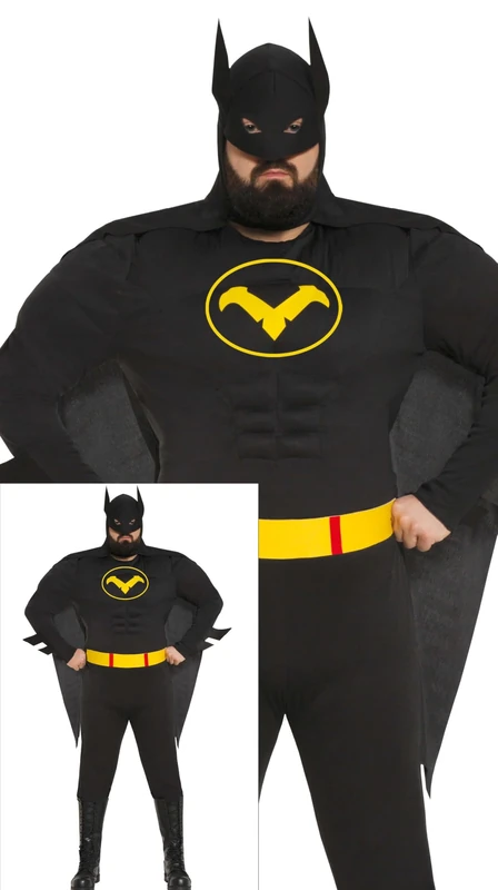 FIESTAS GUIRCA | Black Hero Adult Fancy Dress (46-48/XXL) - Cape, Hood, Belt and Jumpsuit - Ideal for Superhero and Villain Parties, Halloween and Carnival - Black