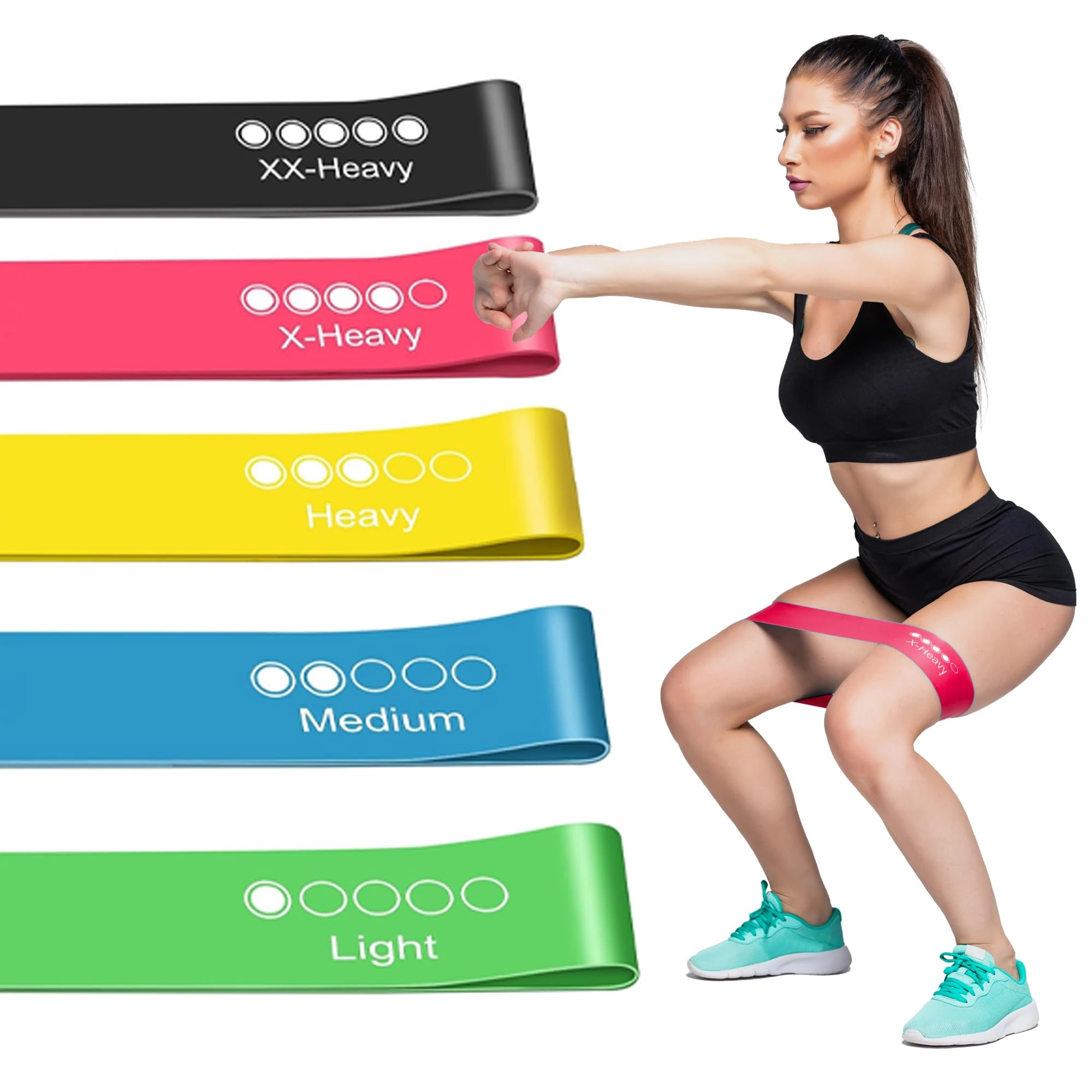 Active 100 Resistance Bands, Set of 5 Exercise Band for Men & Women, Skin Friendly Fitness Exercise Resistance Band 5 Levels for Legs, Glutes, Arms, Pilates Best for Home Gym, Yoga (Multicolour)