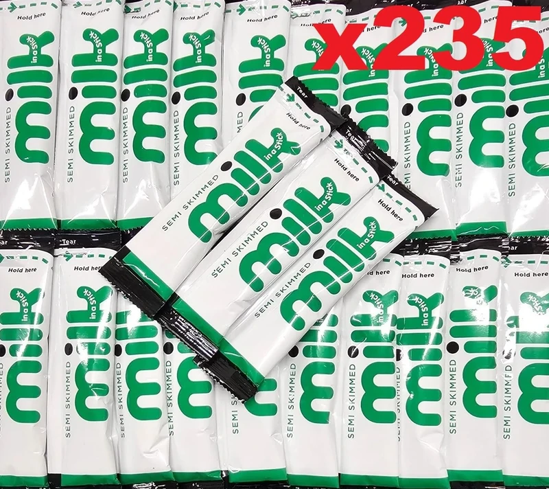 235x Semi-Skimmed UHT Milk 10ml Individually Wrapped Sticks Portions Sachets Lakeland - Image 1