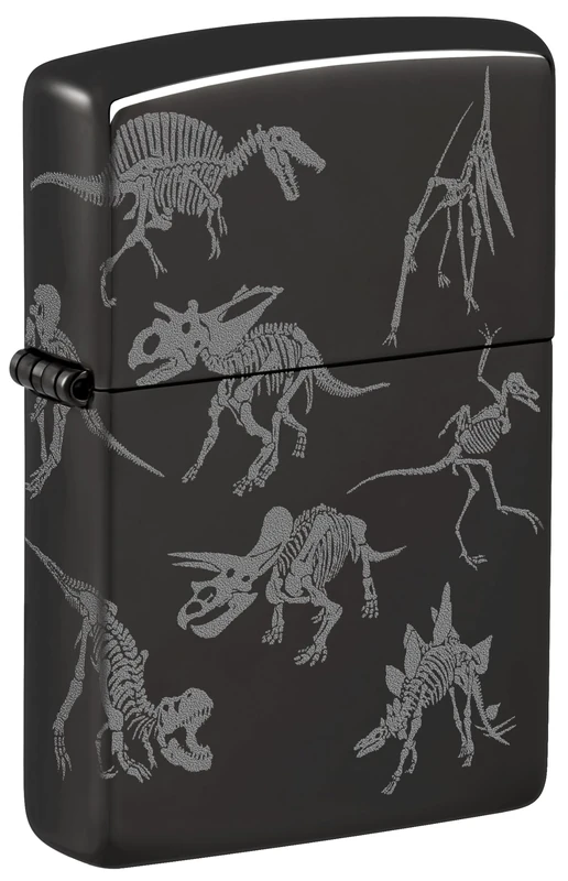 Zippo Lighter: Dinosaur Skeletons, Photo 360 - High Polish Black 46111