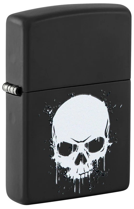 Zippo Dripping Skull Storm Lighter, Colorful Printing, Filling, Reusable Windproof Design, Gift Box, Made in USA, Matte Black (Black Matte) - Image 1