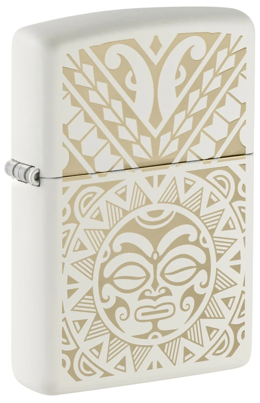 Zippo Lighter: Maori Tattoo Design - White Matte 46096