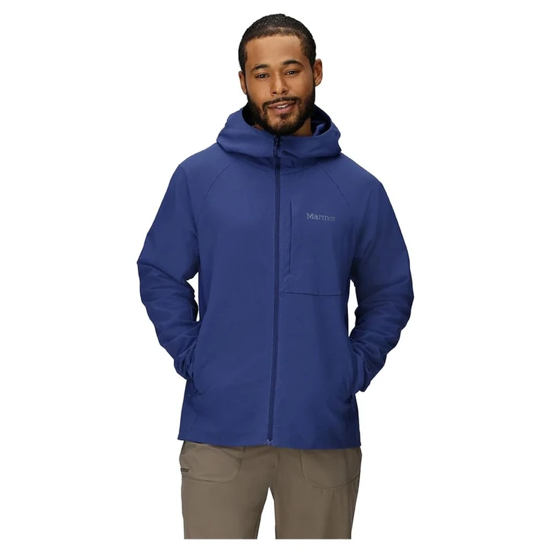 Marmot Men's Pinnacle DriClime Hoody, Warm Fleece Jacket, Full Zip Jacket, Breathable, Stretchy, Wind Resistant Body Warmer, packable, ideal for hiking, Twilight Blue, S