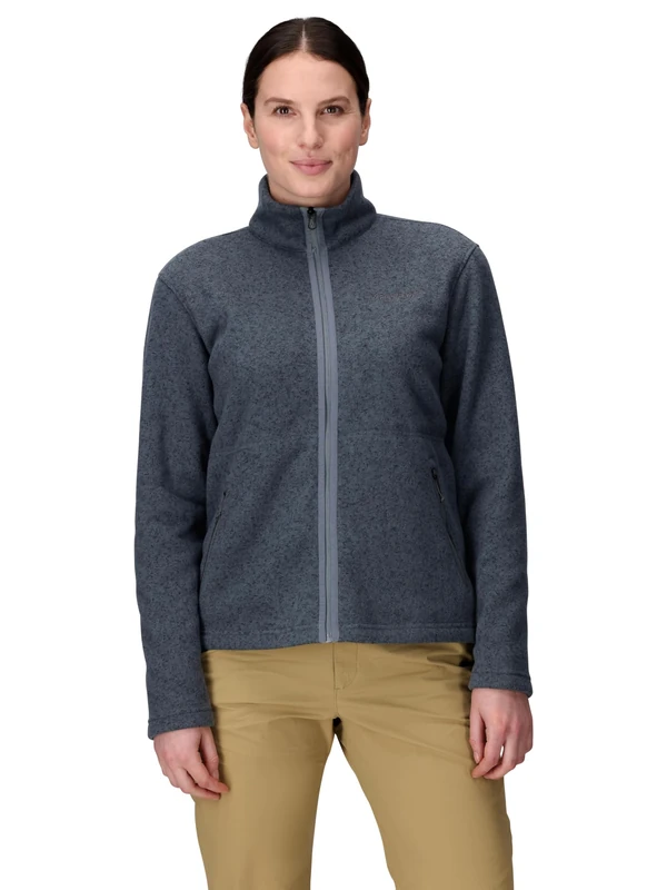 Marmot Women's Drop Line Jacket, Warm Fleece Jacket, Full Zip Jacket, Breathable, Wind Resistant Body Warmer, packable, ideal for hiking & ski layering, Steel Onyx Heather, S