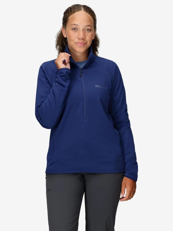 Marmot Women's Leconte Fleece 1/2 Zip, Warm Breathable, Wind Resistant Body Warmer, packable, Optimal for hiking and ski layering, Twilight Blue, XL