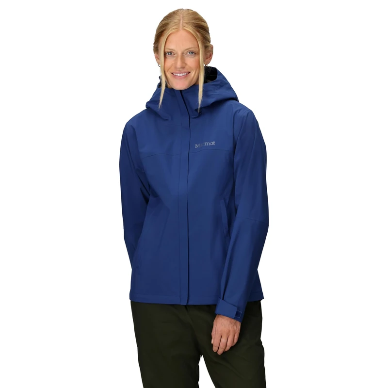 Marmot Women's PreCip Eco Pro Jacket, Waterproof Jacket, Lightweight Hooded Rain Jacket, Windproof Raincoat, Breathable Windbreaker, Ideal for Running and Hiking, Twilight Blue, XS