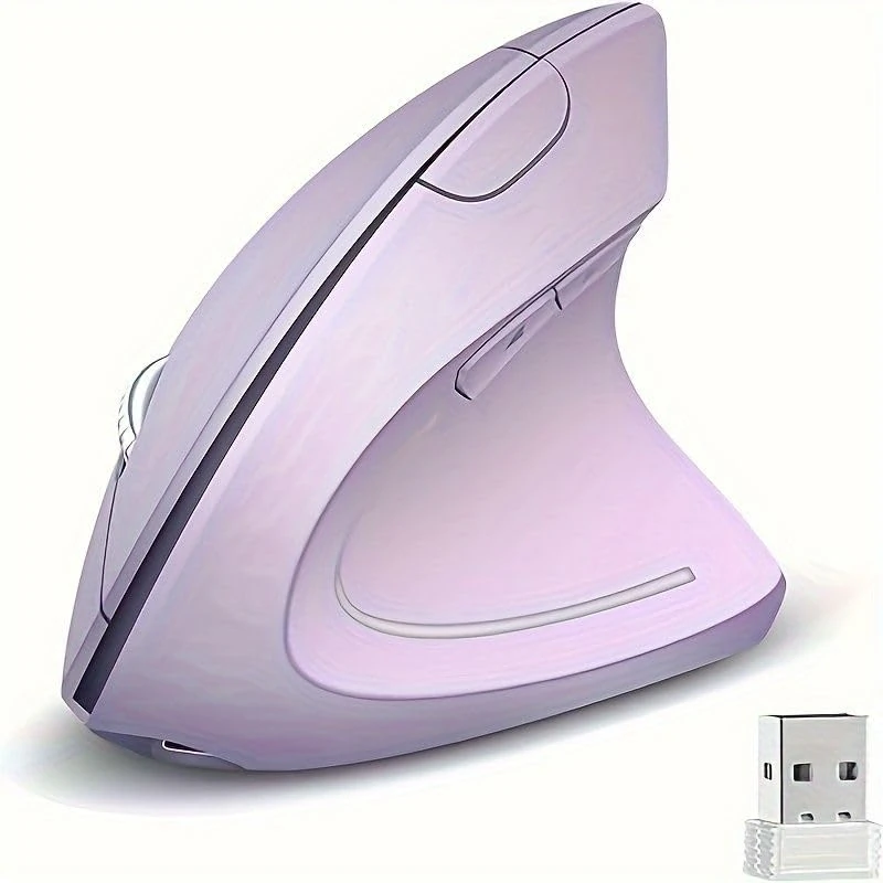 ASOYIOL Ergonomic Mouse Wireless, Ergonomic Mouse with USB Receiver, 6 Buttons 1000/1200/1600 Vertical Mouse for Desktop, Laptop,Computer Mouese Wireless(AA Power Supply,Purple)