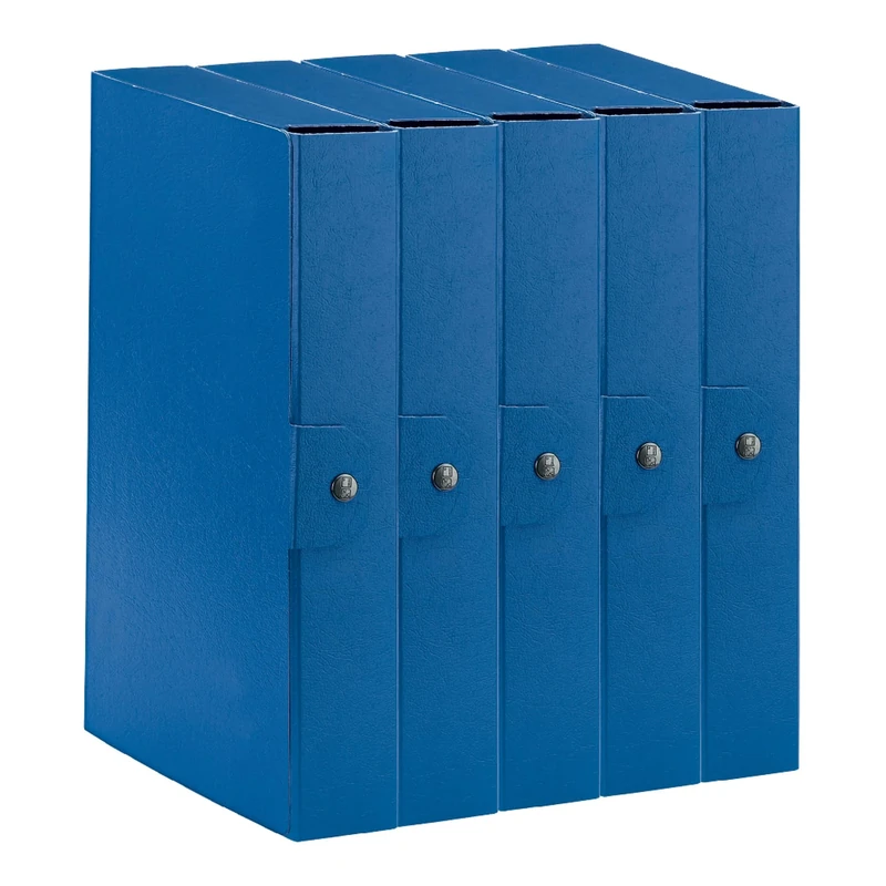 Esselte C26 EUROBOX 390326050 Project Folder for Filing, Button Closure, 25 x 35 cm, Spine 6 cm, Blue, Pack of 5