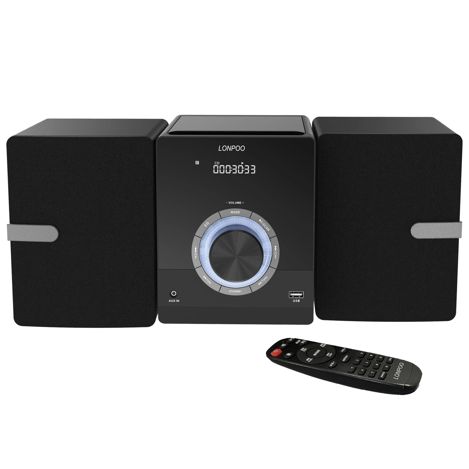 Compact Micro Hi-Fi Stereo System with CD Player, Bluetooth, FM Radio, USB Playback, Aux-input & Earphone output, 40W Stereo Sound, Remote Control (Classic)