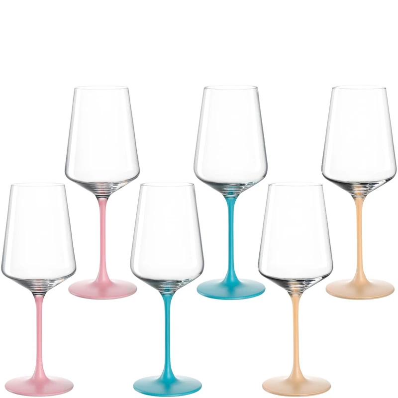 LEONARDO HOME Brera Goblet Glass, Set of 6, Dishwasher-Safe Goblet Glasses, High-Quality & Modern Wine Glasses, Fashionable & Colourful Cocktail Glasses, 400 ml, 046981