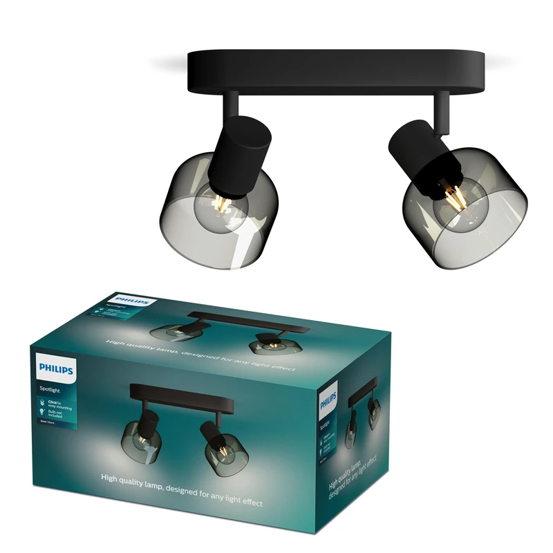 PHILIPS Sleet Spot 2-Head, E14 not Included, Black, IP20