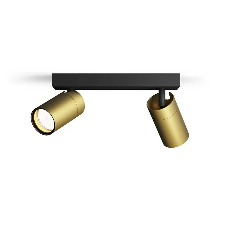 PHILIPS Idris 2-Head spot, GU10 lamp not Included, Brass, IP44, Water-Resistant, Gold