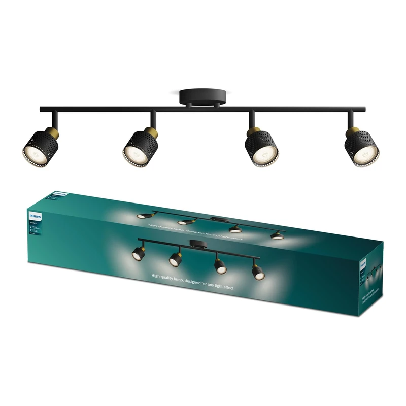 PHILIPS Niall Spot 4-Head, GU10 not Included, Brass, IP20, Black/Gold