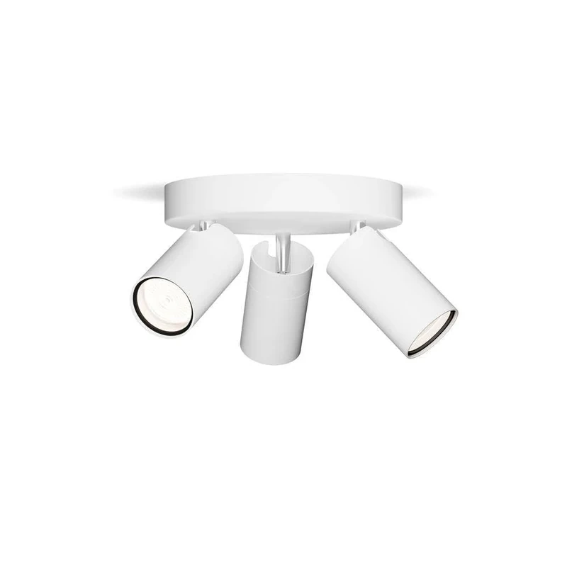 PHILIPS Idris 3-Head spot on Round Plate, GU10 lamp not Included, White, IP44, Water-Resistant