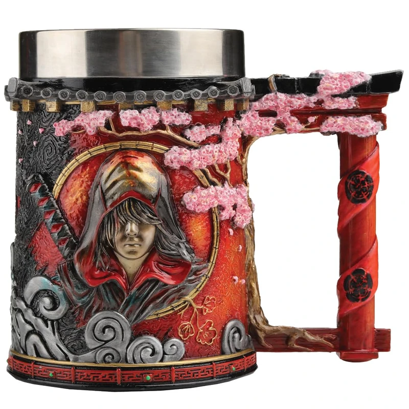 Nemesis Now Assassin's Creed Shadows Tankard, Resin, Orange, Official Assassin's Creed Beer Mug, Removable Stainless Steel Insert, Cast in The Finest Resin, Expertly Hand-Painted