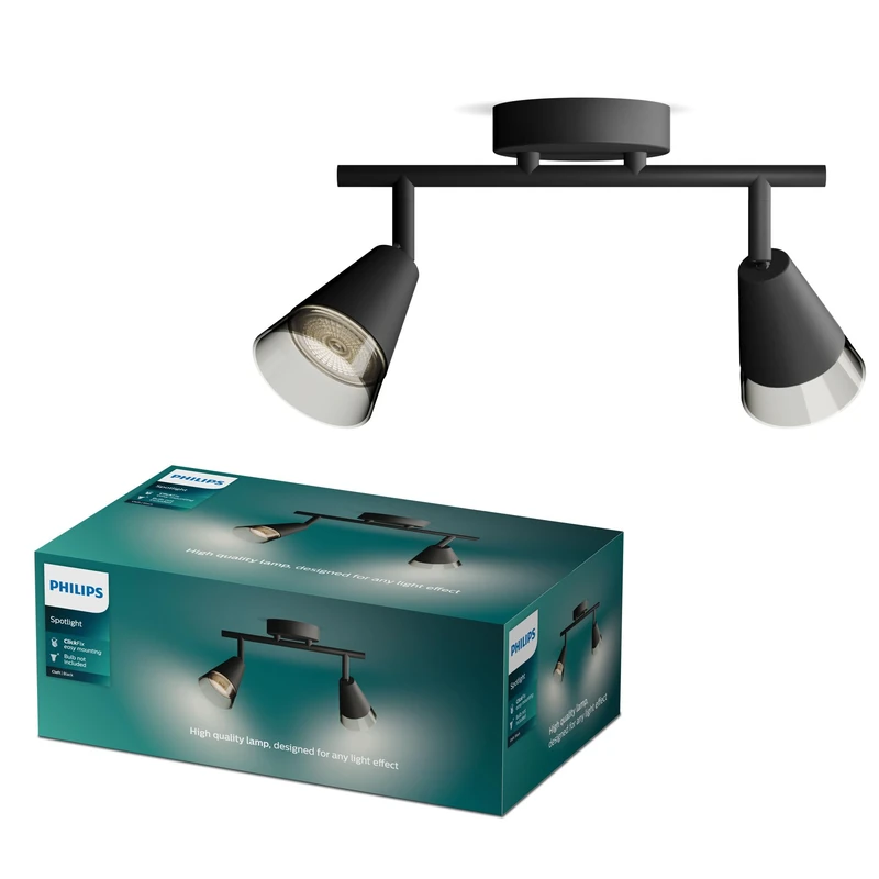 PHILIPS Cleft Spot 2-Head, GU10 not Included, Black, IP20
