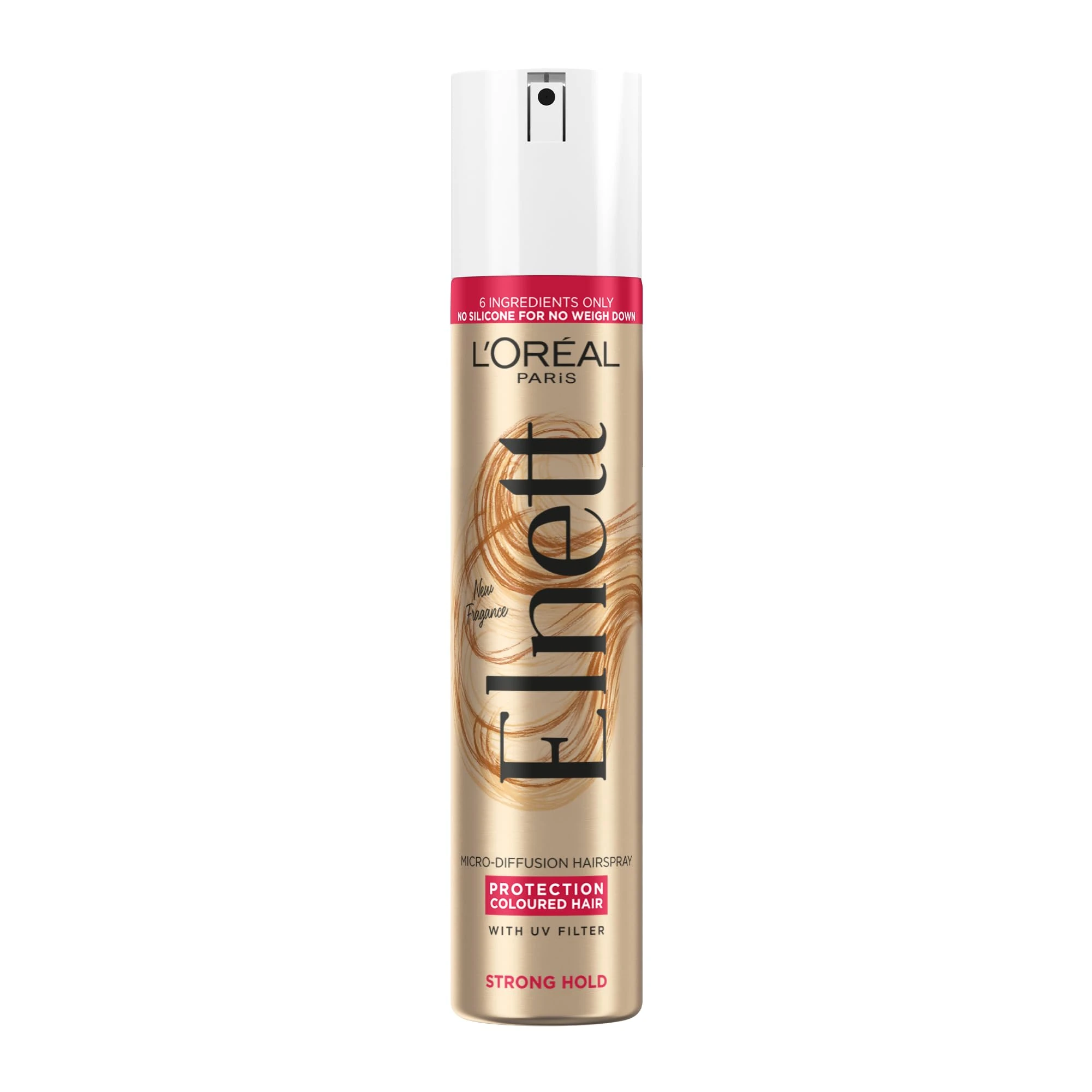 L'Oréal Paris Elnett Hair Spray, for Coloured Hair with UV Filter, Up to 72H Hold, 200ml