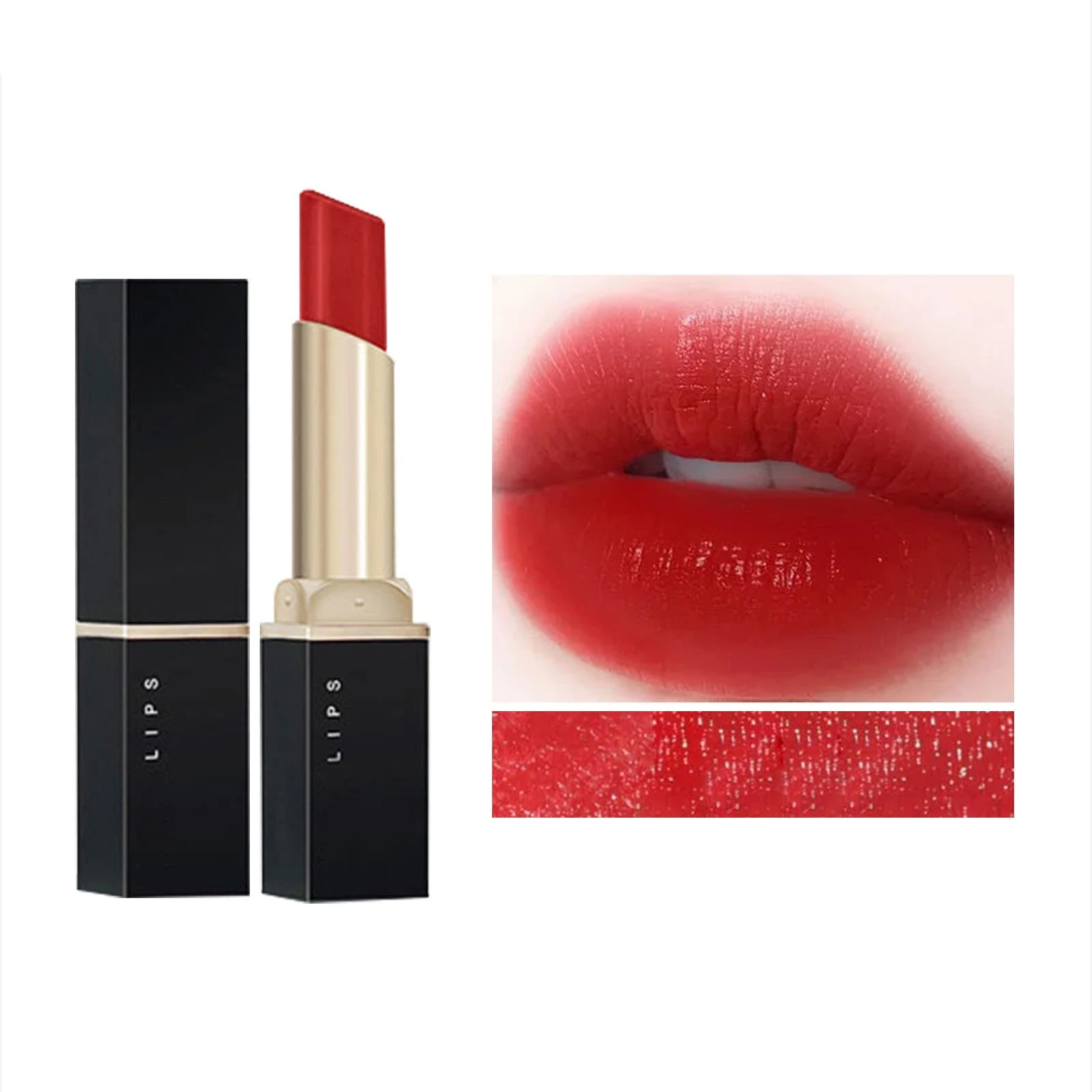 Lipstick and Lip Liner Set Red Lipstick Non Staining Cup Lipstick Non Fading Velour Small Black Tube Lipstick Color Makeup Non Fading Lipstick Lip Color Remover (E, One Size)