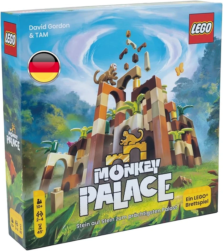 Asmodees - Monkey Palace: A Lego Board Game - Stone on Stone to the Most Magnificent Palace! Fun Family Building Block Game for Children and Adults - Age 10+, 2-4 Players, 45 Minutes per Game - Image 1