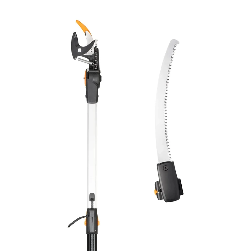 Fiskars tree pruning set, 2-piece, bypass telescopic pruning giraffe UPX86 (length 2.4-4 m) and pruning saw for bypass telescopic pruning giraffe UPX86 and UPX82 (length: 46 cm), 1077330