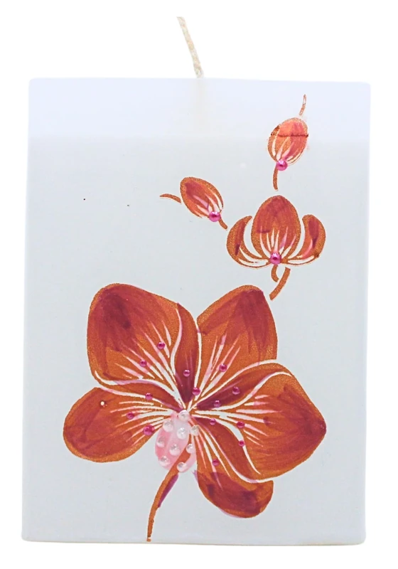 High-Quality Candle with Orchid/Orchid Candle/sail/White with Purple Flower/L/W/H: Approx. 9 x 5 x 12 cm