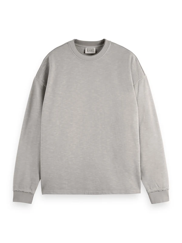 Scotch & Soda Seasonal Core Loose Fit 3 Crosses Garment-Dye Sweatshirt, Highway Grey 050, S