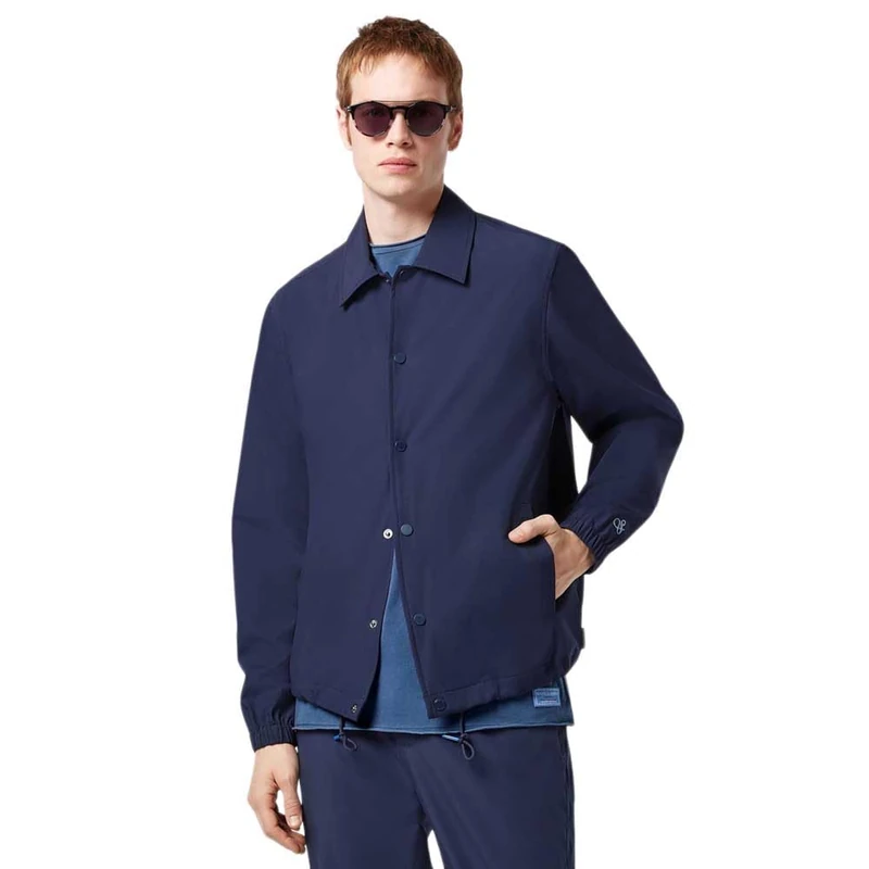 Scotch & Soda Men's Stretch Nylon-Blend Coach Jacket, Navy, M