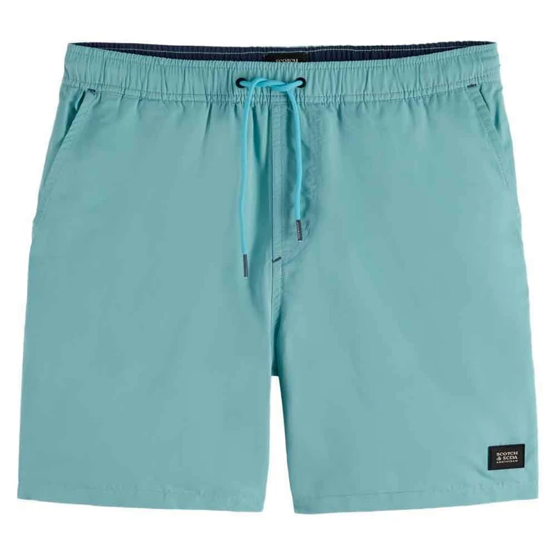 Scotch & Soda Men's Solid Mid-Length Swim Shorts Board Shorts, Sea Blue, S