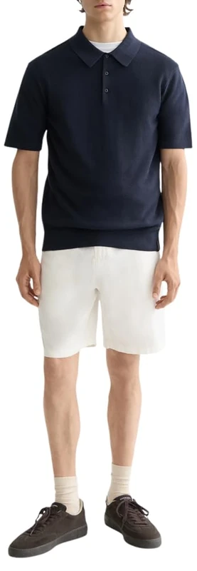 Scotch & Soda Men's CORE-Fave-Cotton-Linen Twill Bermuda Short, White, 36W