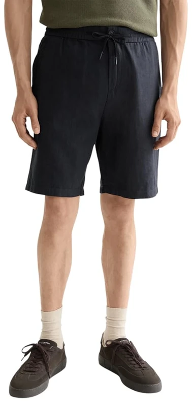 Scotch & Soda Men's CORE-Fave-Cotton-Linen Twill Bermuda Short, Black, 34W