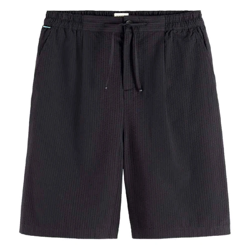 Scotch & Soda Men's Loose fit Pleated Seersucker Bermuda Short, Washed Black, XXL